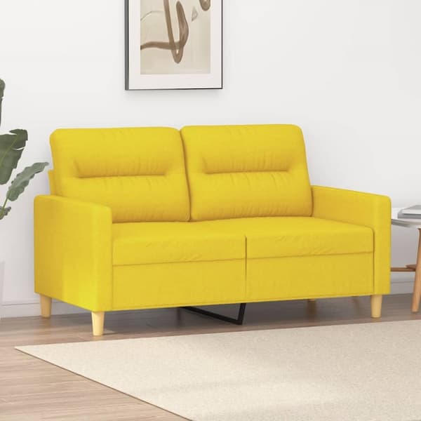 2-istuttava sohva, vaaleankeltainen, 120 cm, verhoiltu kankaalla