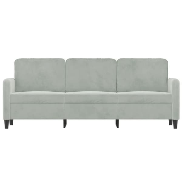 3-sitssoffa ljusgrå 180 cm sammet