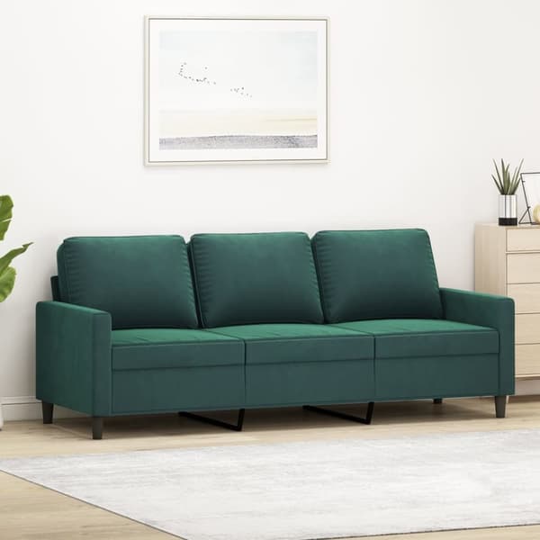 3-sitssoffa mörkgrön 180 cm sammet