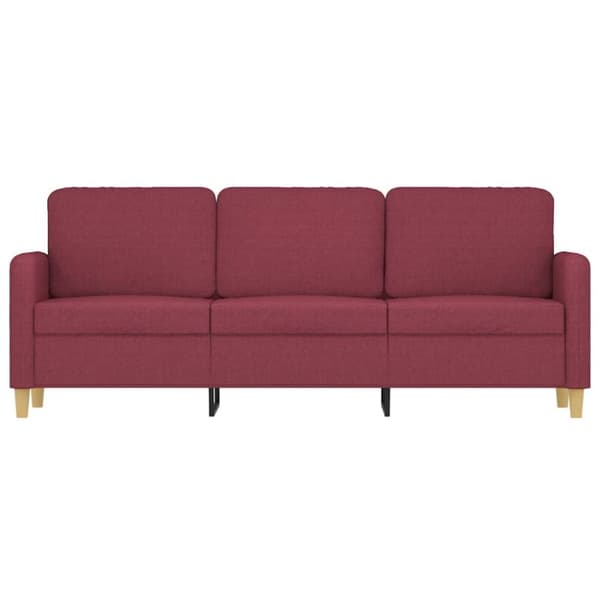 3-sitssoffa vinröd 180 cm tyg