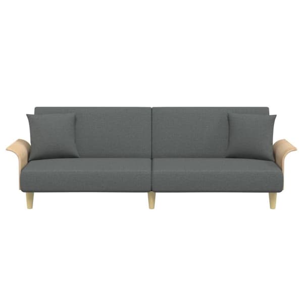 Bäddsoffa med armstöd mörkgrå tyg