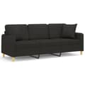 Pikkukuva 2 / 8: 3-sits soffa med prydnadskuddar svart 180 cm tyg