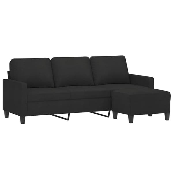 3-sitssoffa med fotpall Svart 180 cm tyg