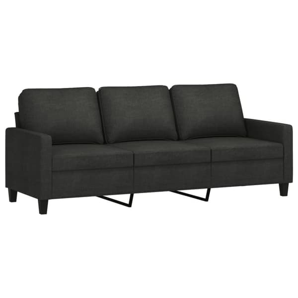 3-sitssoffa med fotpall Svart 180 cm tyg