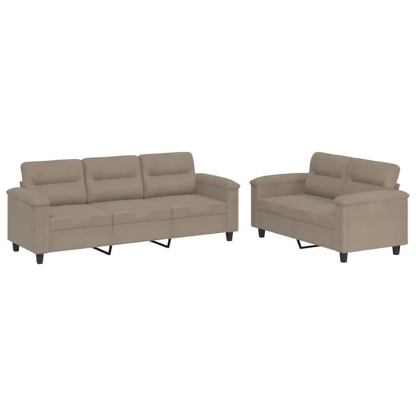 Soffgrupp med kuddar 2 delar taupe mikrofibertyg