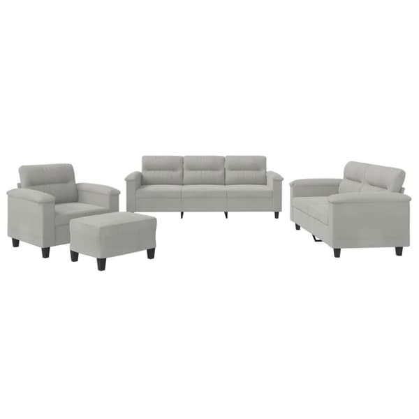 sofasæt 4 dele med hynder mikrofiberstof lysegrå