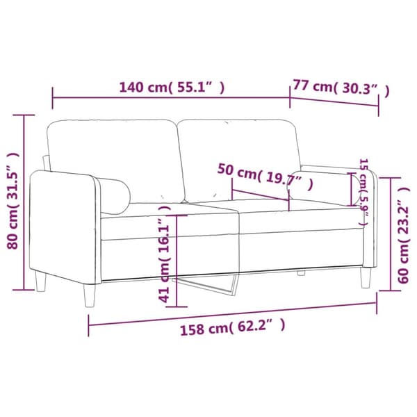 2-sitssoffa med prydnadskuddar gul 140 cm sammet