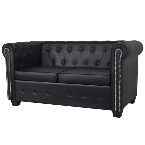 Chesterfield 2-sits och 3-sits konstläder svart