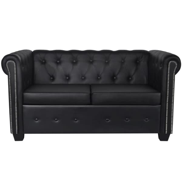 Chesterfield 2-sits och 3-sits konstläder svart