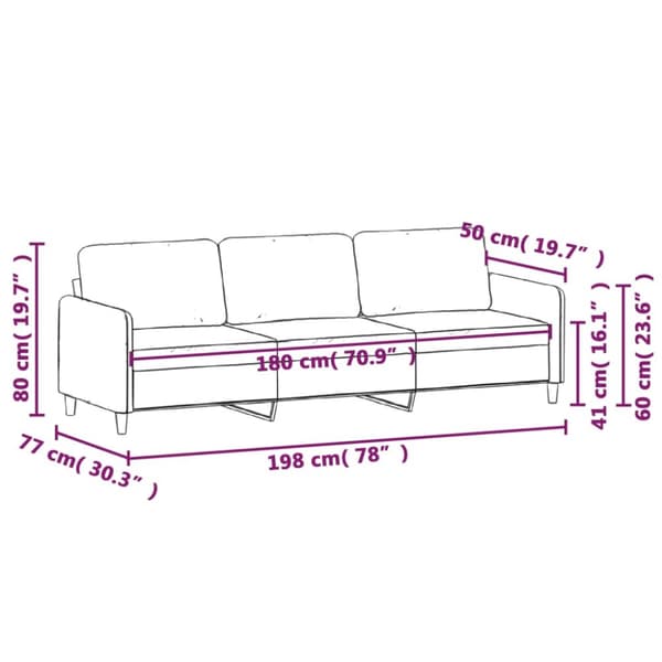 3-sitssoffa gräddvit 180 cm sammet