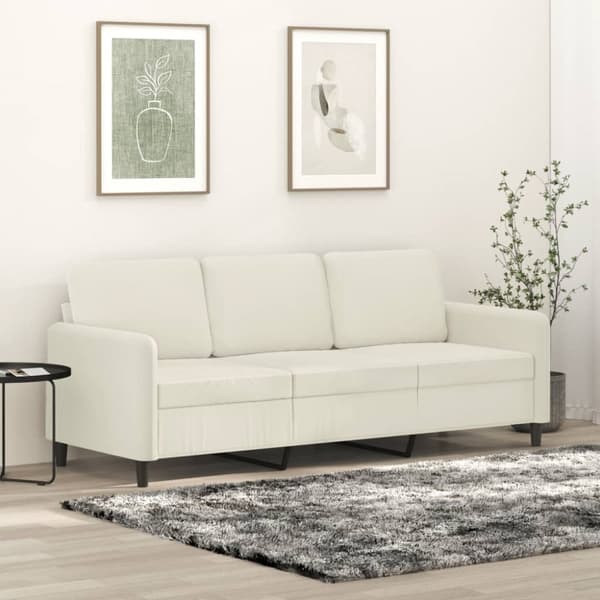 3-sitssoffa gräddvit 180 cm sammet