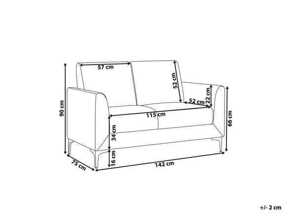 Sofa Taupe stoff Polyester møbeltrekk Svarte ben 2 seter Loveseat Retro Style Stue Møbler