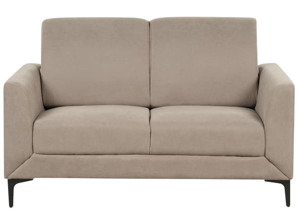 Sofa Taupe stoff Polyester møbeltrekk Svarte ben 2 seter Loveseat Retro Style Stue Møbler