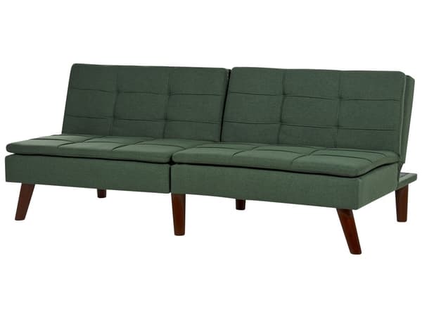 Sovesofa Grønn 3-seter Quiltet møbeltrekk Click Clack Delt rygg Metallben