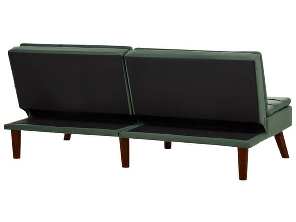Sovesofa Grønn 3-seter Quiltet møbeltrekk Click Clack Delt rygg Metallben