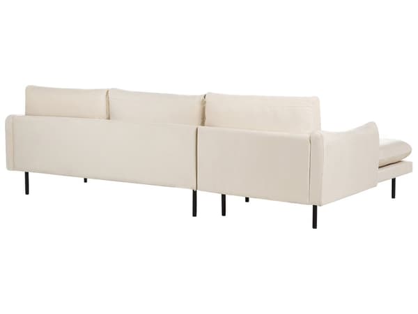 Hörnsoffa 4-sitsig Beige Sammetstyg Svarta Soffben Modern Retrostil Vardagsrum