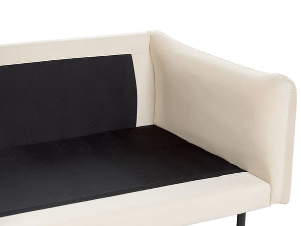 Hörnsoffa 4-sitsig Beige Sammetstyg Svarta Soffben Modern Retrostil Vardagsrum