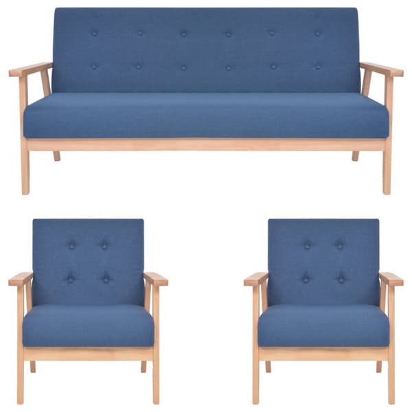 sofasæt i 3 dele stof blå