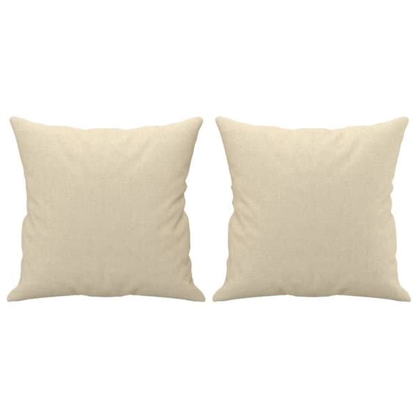 3-sits soffa med prydnadskuddar gräddvit 180 cm tyg