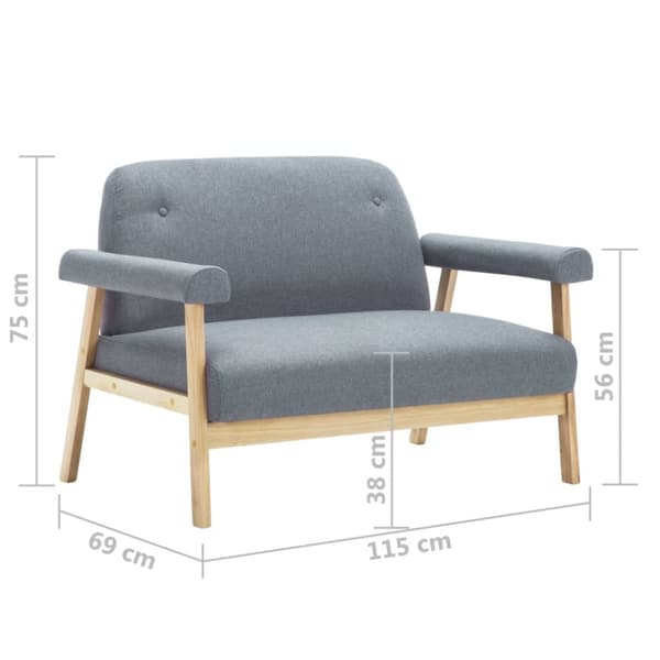 Soffa 2-sits tyg ljusgrå