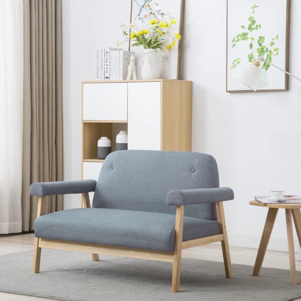 Soffa 2-sits tyg ljusgrå