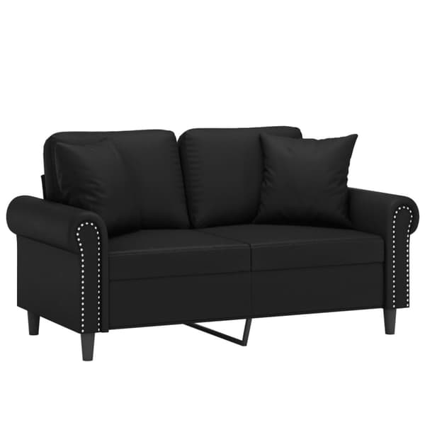 2-sits soffa med prydnadskuddar svart 120 cm konstläder