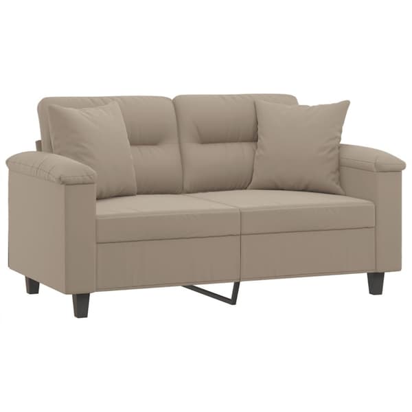 2-sitssoffa med prydnadskuddar taupe 120 cm mikrofibertyg