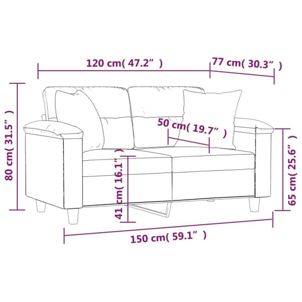 2-sitssoffa med prydnadskuddar taupe 120 cm mikrofibertyg