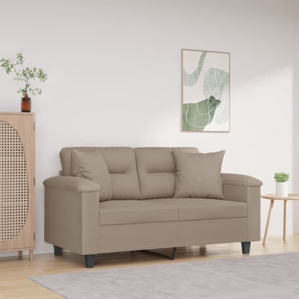 2-sitssoffa med prydnadskuddar taupe 120 cm mikrofibertyg