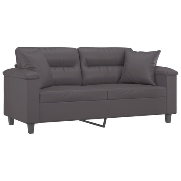 2-sits soffa med prydnadskuddar grå 140 cm konstläder