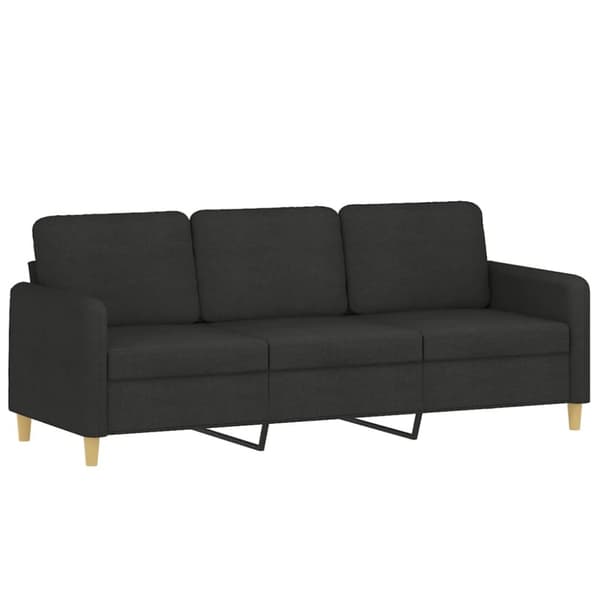 3-sitssoffa med fotpall Svart 180 cm tyg