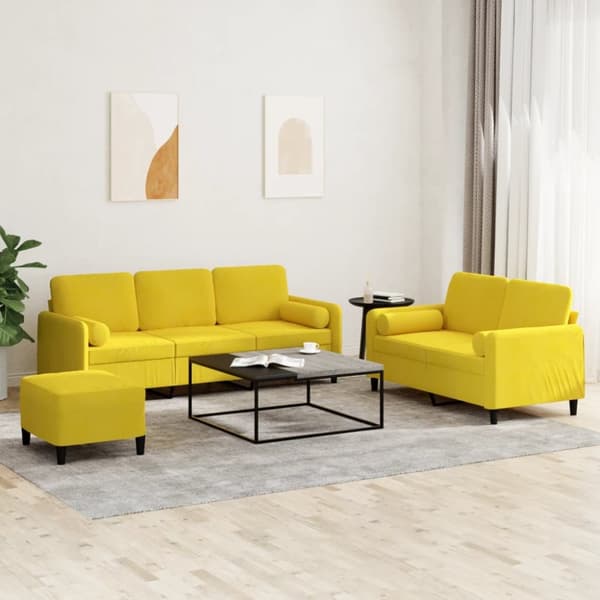 sofasæt 3 dele med puder velour gul