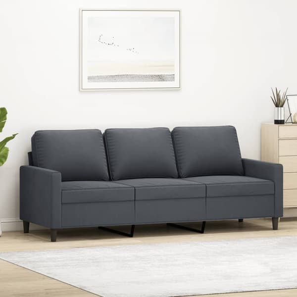 3-sitssoffa mörkgrå 180 cm sammet