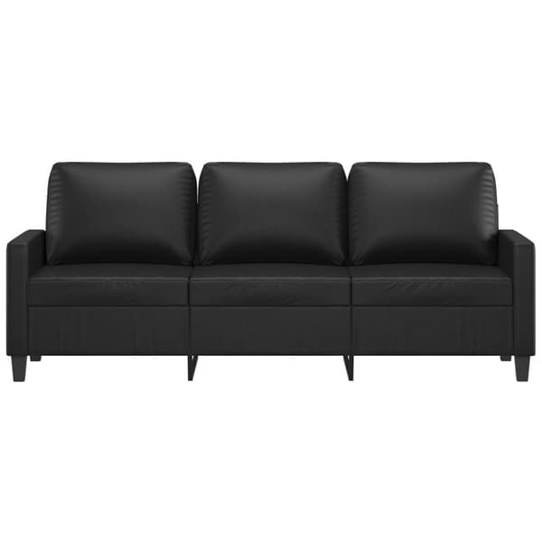 3-personers sofa 180 cm kunstlæder sort