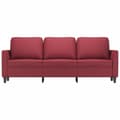 Miniatyrbillede 3 af 8: 3-personers sofa 180 cm kunstlæder vinrød