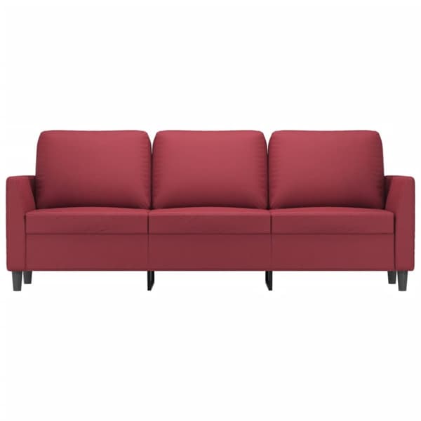 3-personers sofa 180 cm kunstlæder vinrød