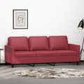 Miniatyrbillede 1 af 8: 3-personers sofa 180 cm kunstlæder vinrød