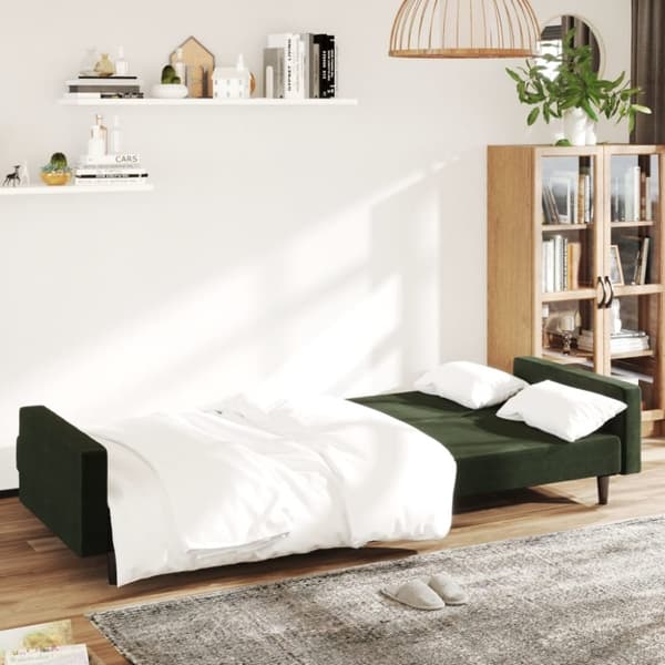 vidaXL 2-personers sovesofa fløjl mørkegrøn