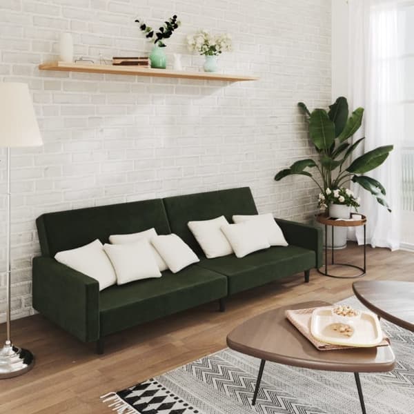 vidaXL 2-personers sovesofa fløjl mørkegrøn