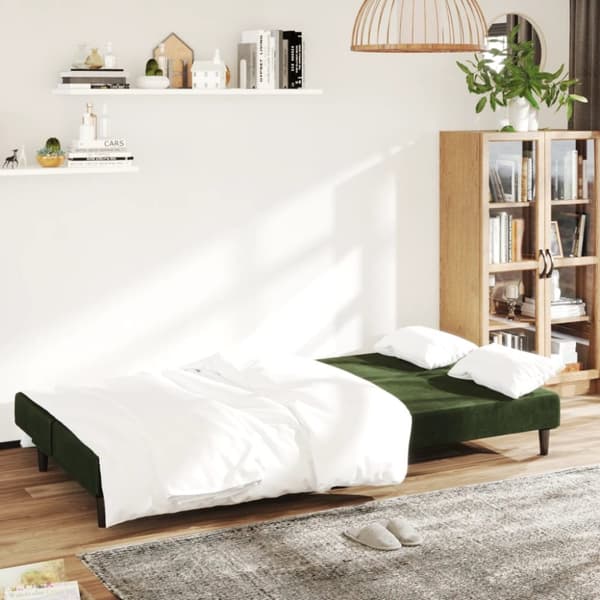 vidaXL 2-personers sovesofa fløjl mørkegrøn