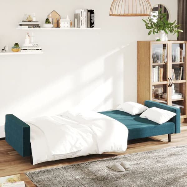 vidaXL Bäddsoffa 2-sits blå sammet