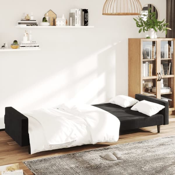 vidaXL Bäddsoffa 2-sits svart sammet