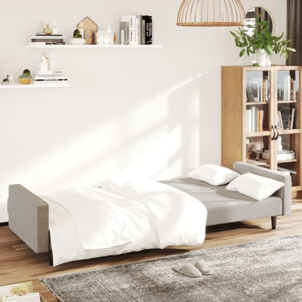 vidaXL Bäddsoffa 2-sits ljusgrå sammet