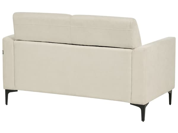 Sohva beige kangas verhoiltu mustat metallijalat kahdelle moderni retro tyyli