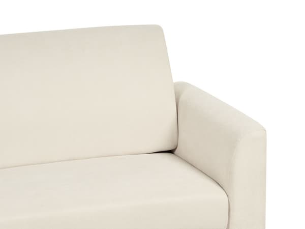 Sohva beige kangas verhoiltu mustat metallijalat kahdelle moderni retro tyyli