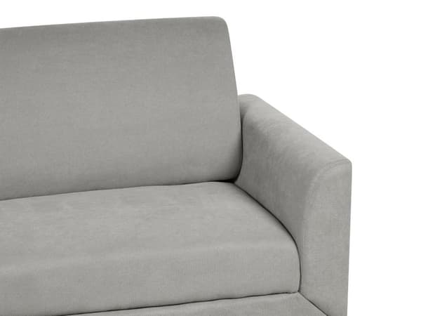 Sohva harmaa kangas verhoiltu mustat metallijalat kolmelle moderni retro tyyli