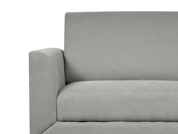 Sohva harmaa kangas verhoiltu mustat metallijalat kolmelle moderni retro tyyli