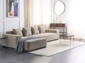 Miniatyrbilde 2 av 11: Høyrehånds Hjørnesofa Beige Kordfløyel L-formet 4-seter Jumbo Cord med puter Moderne design