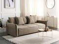 Miniatyrbilde 2 av 11: Sovesofa Brun sovesofa i polyesterstoff med oppbevaring Ekstra puter med avtagbare trekk Moderne minimalistisk stil Stue Soverom