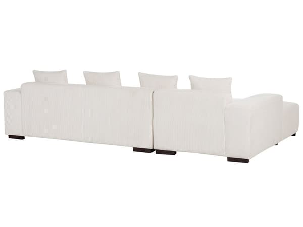 Høyrehånds Hjørnesofa Offwhite Kordfløyel L-formet 4-seter Jumbo Cord med puter Moderne design